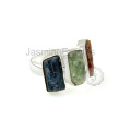 Hermoso azul, verde y naranja Kyanite Sterling Silver Gemstone Ring